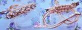 Pulseira macramê dourada com strass grandes