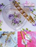 Pulseira macramê dourada com strass pequeno