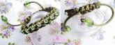 Pulseira macramê fio de seda e pedras em tons de verde