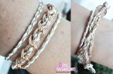 Pulseira de voltas triplas com passagem de corrente
